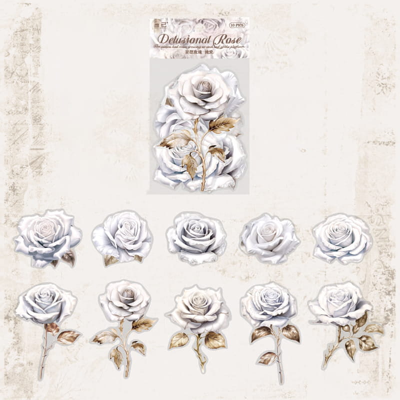 10 Stück PET-Aufkleberpaket „Rosenkollektion“ 
