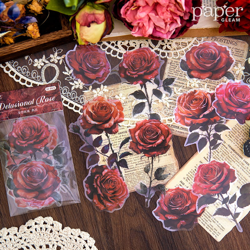 10 Pcs Rose Collection PET Sticker Pack