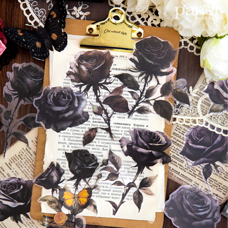 Lot de 10 autocollants PET de la collection Rose 