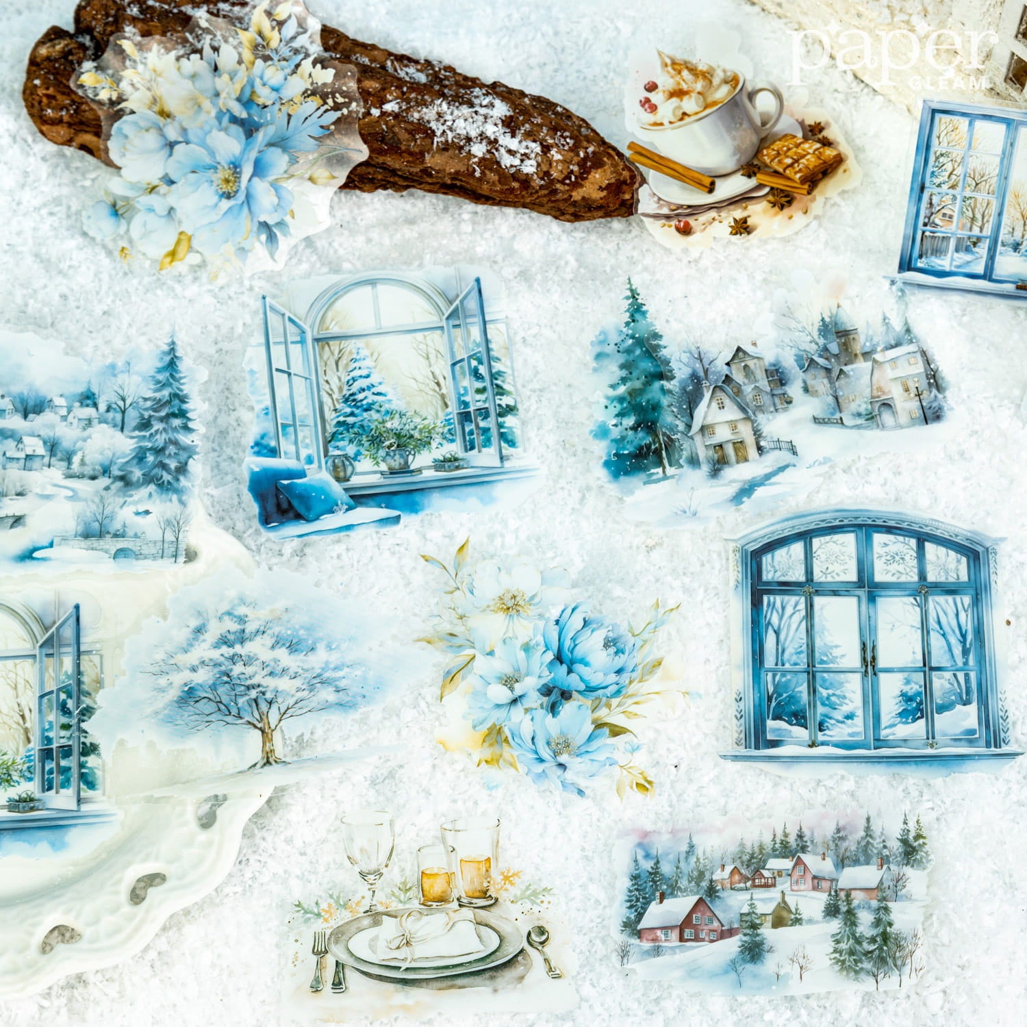 10 Stück Winterszenen-PET-Aufkleberpaket