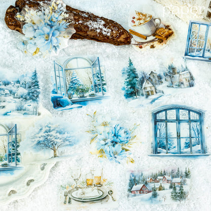 10 Pcs Winter Scene PET Sticker Pack