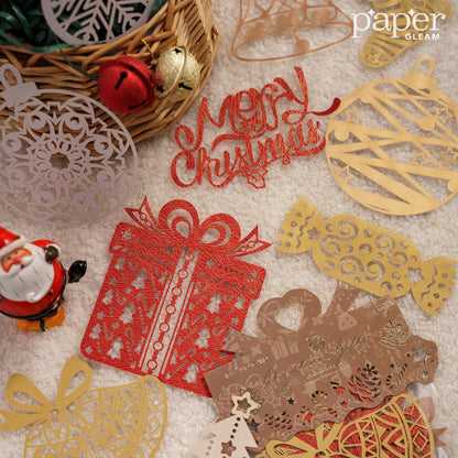 10 Pcs Hollow-out Christmas Decorative Paper Pack