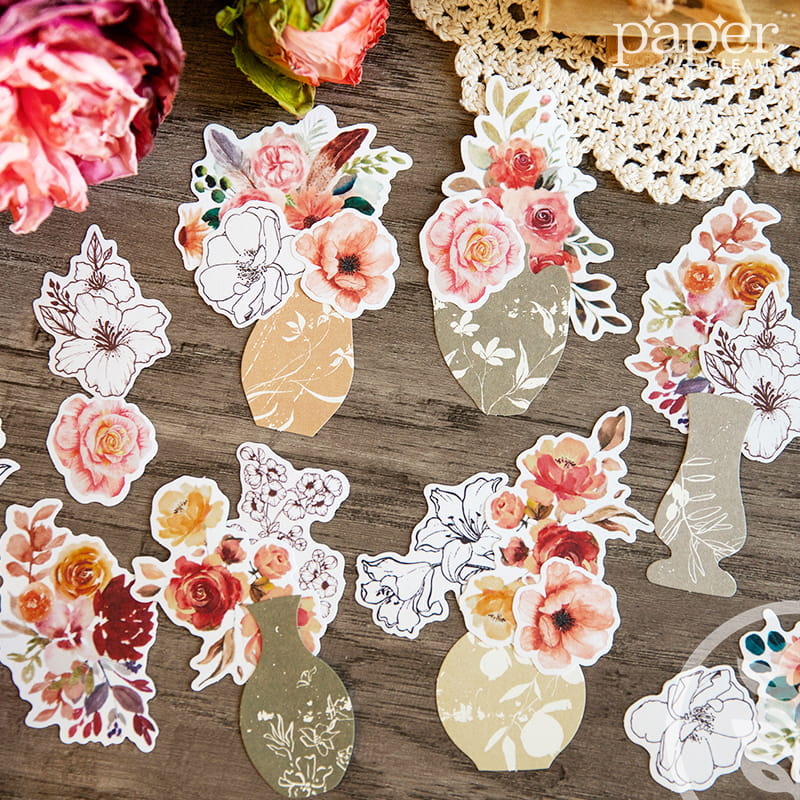 Vintage Floral&Vase Material Paper Pack (25 Pcs)