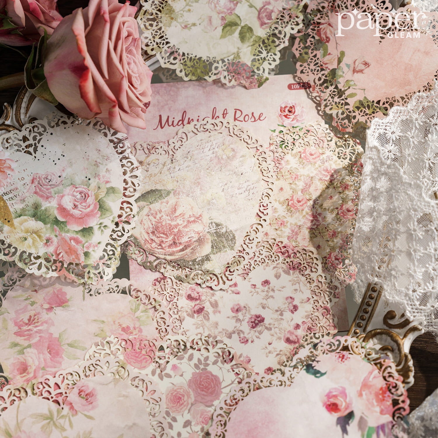 Lot de 10 feuilles de papier décoratif style dentelle vintage ajourées 