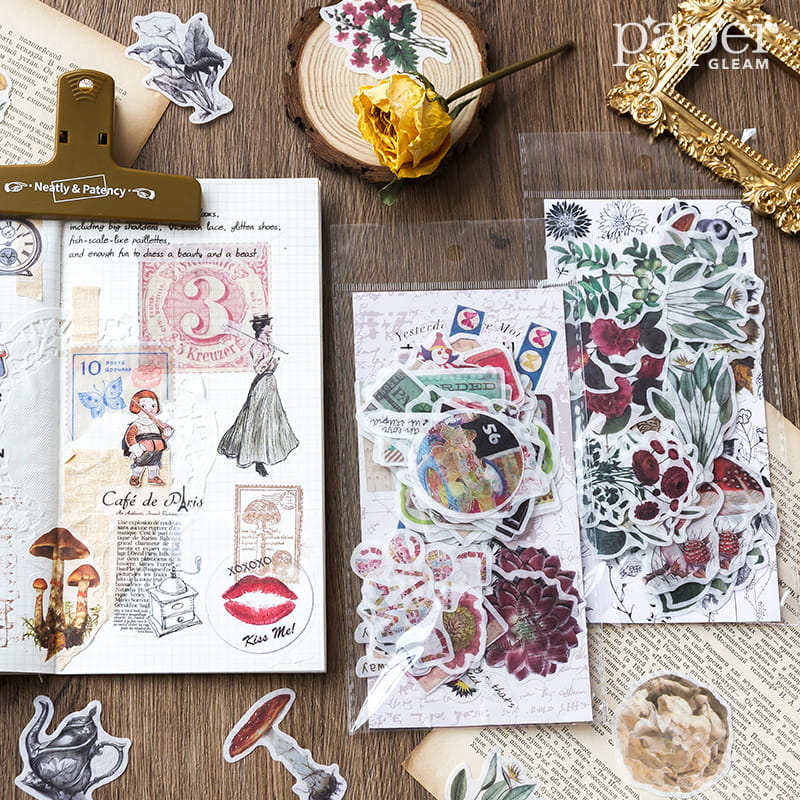 80-teiliges Vintage-Washi-Aufkleberpaket 