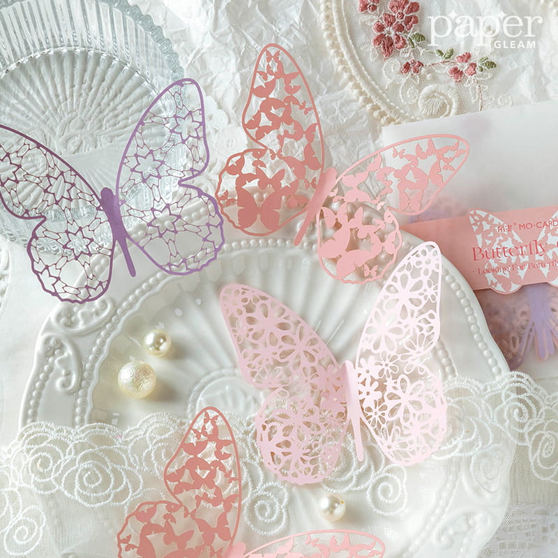 6 Pcs Hollow-out Lace Butterfly Deco Paper