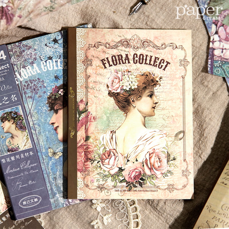 40 Stück Vintage Floral Collection Deko-Material Papierbuch 