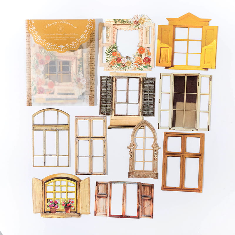 10-teiliges Stickerpaket der Serie „Höhlenfenster“ 