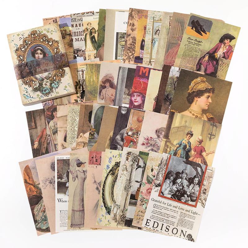 100 Pcs Vintage Background Deco Material Paper Book