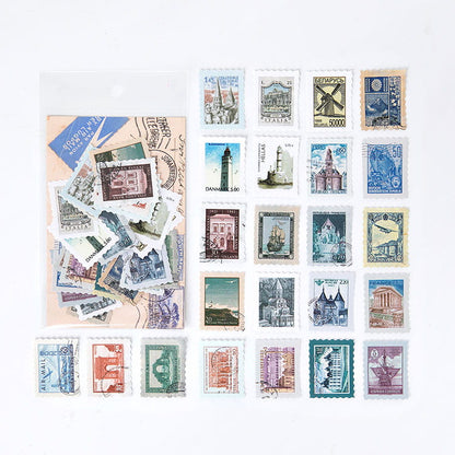 46 Pcs Postage Stamp Sticker Pack