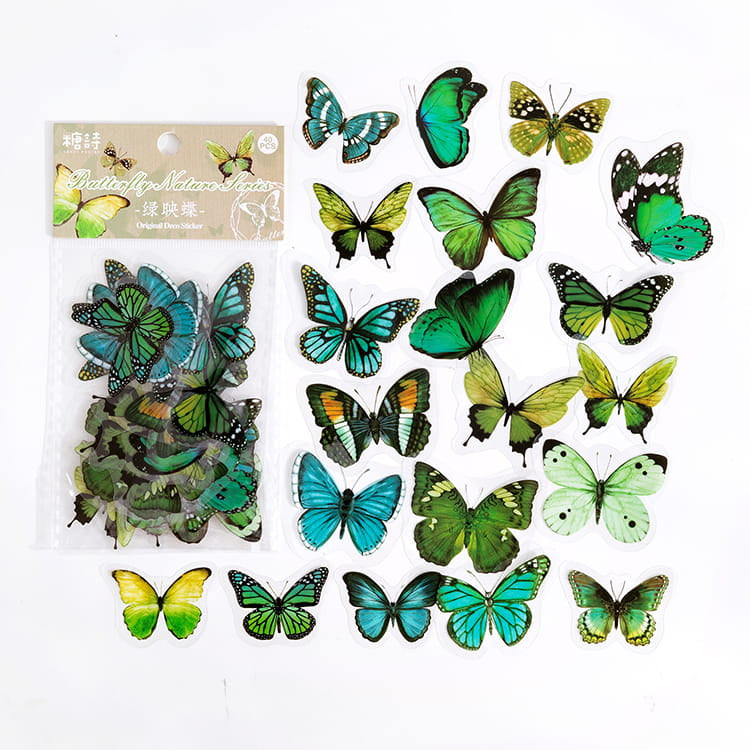 Lot de 40 autocollants papillons en PET