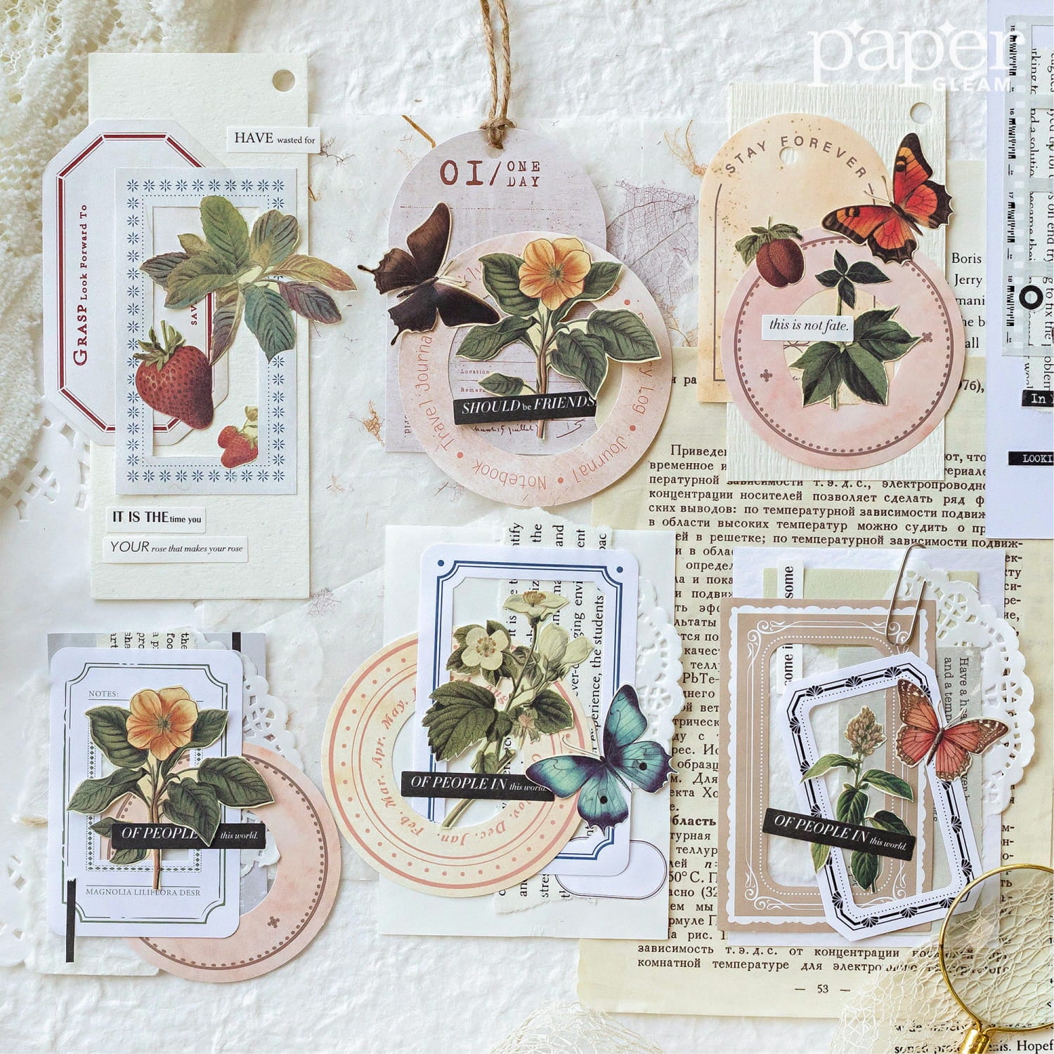 Lot de 50 feuilles de collage découpées en boîte