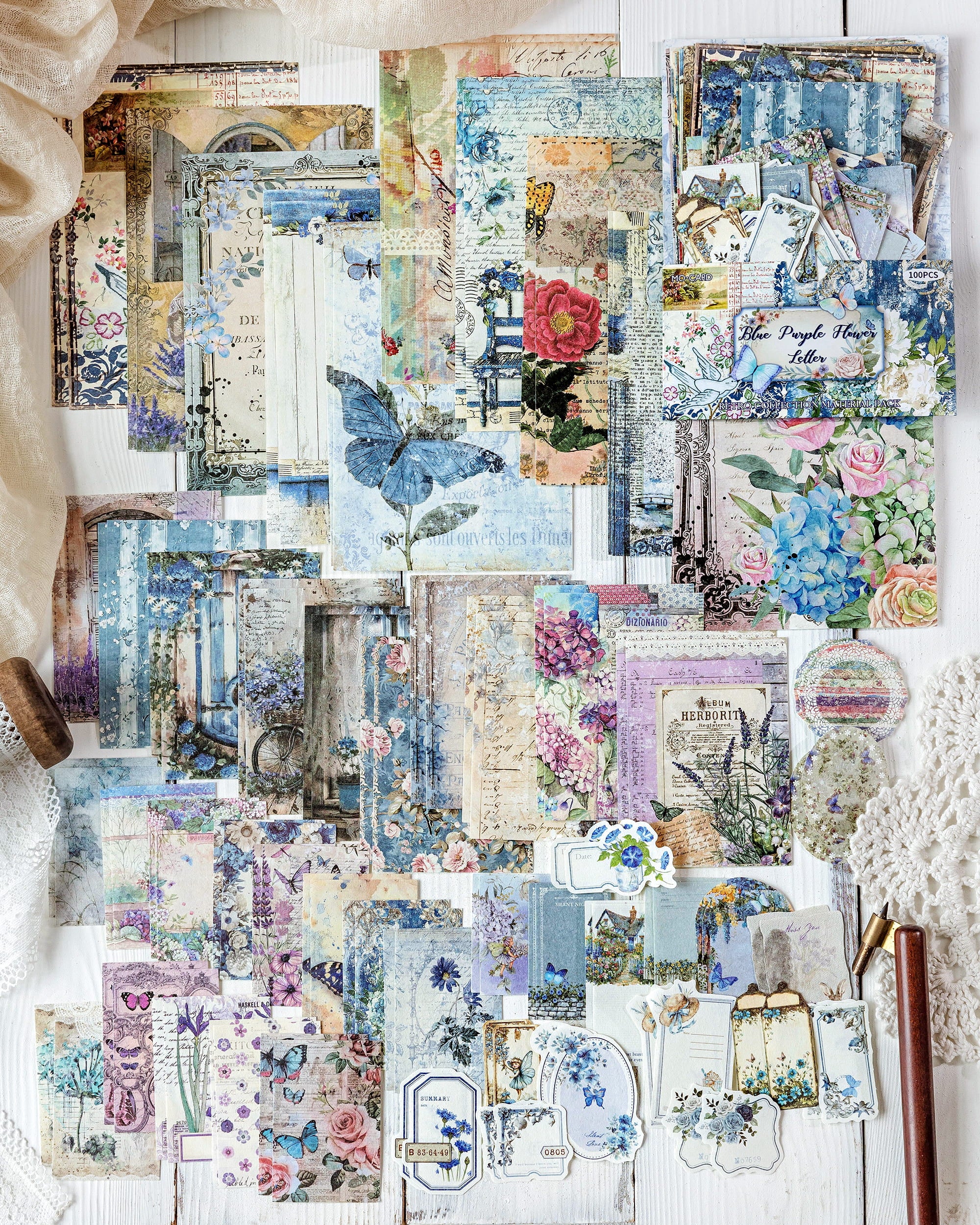 100 PCS Vintage Rustic Manor Series Material Pack