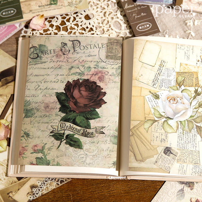 40 Stück Vintage Floral Collection Deko-Material Papierbuch 