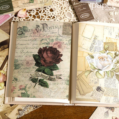 40 Pcs Vintage Floral Collection Deco Material Paper Book