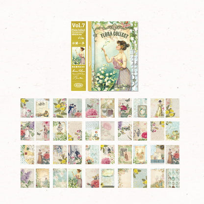 40 Pcs Vintage Floral Collection Deco Material Paper Book