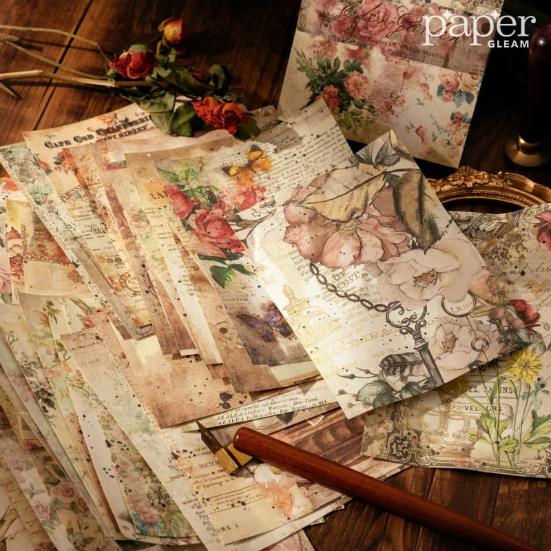 100 Stück Vintage Hintergrund Deko Material Papier Buch
