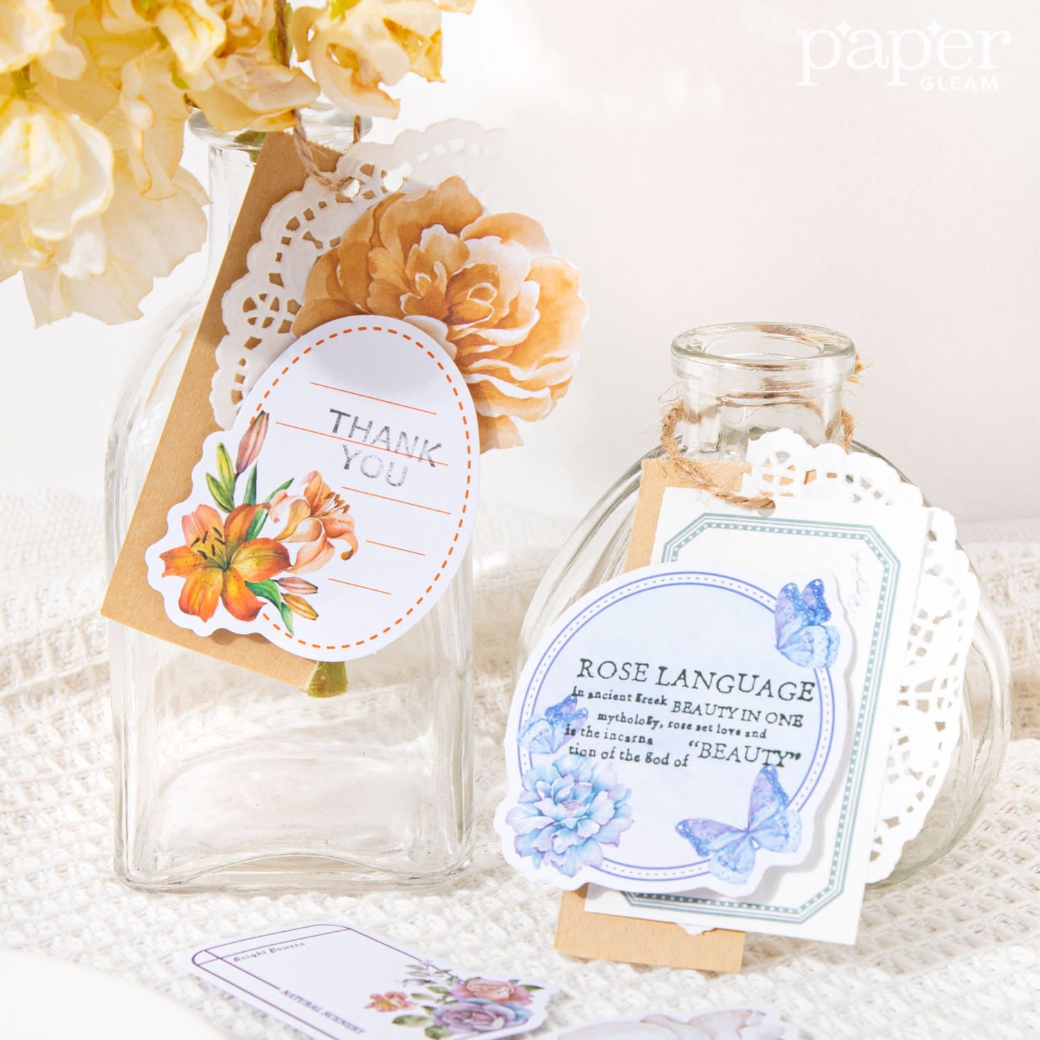 Lot de 40 autocollants décoratifs pour journal intime, motifs floraux et papillons