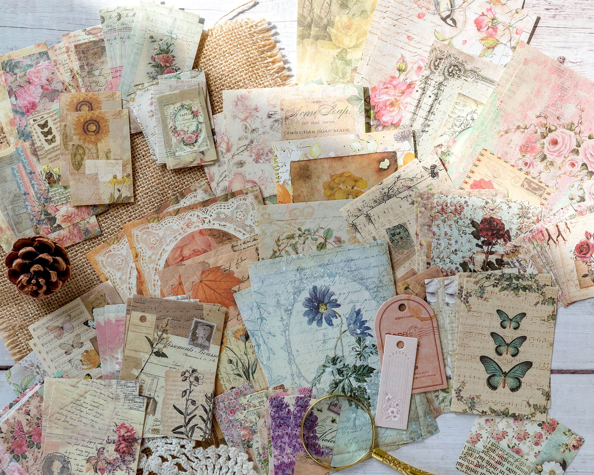 100 PCS Memory Post Office Vintage Scrapbook Paper Pack