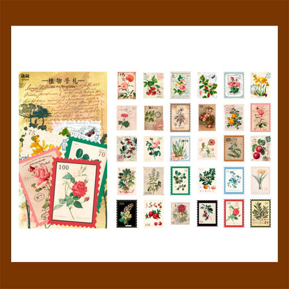 60 Pcs Vintage Stamp Washi Paper Sticker Pack