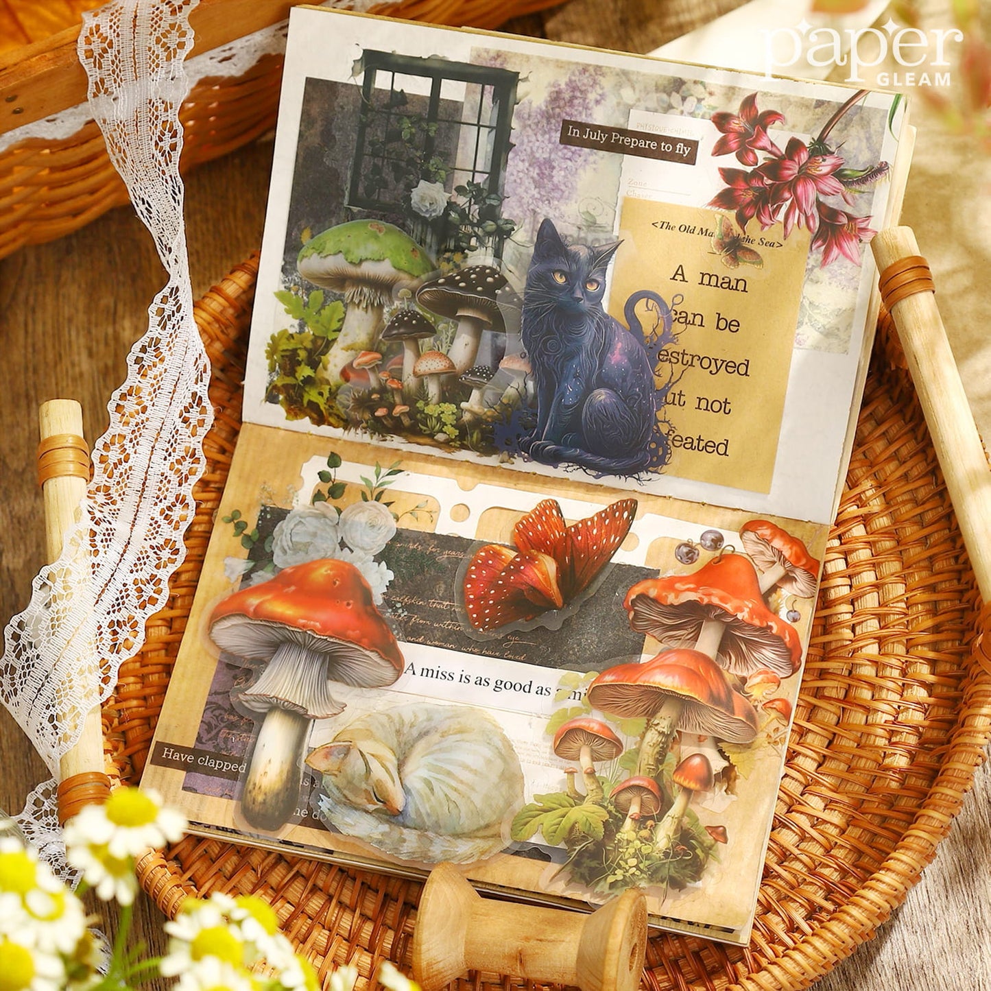 50 Pcs Botanical Theme PET Stickers with Tin Box