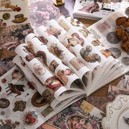 50 Sheets Victorian Garden Pre-Cut Sticker and Material Paper Book