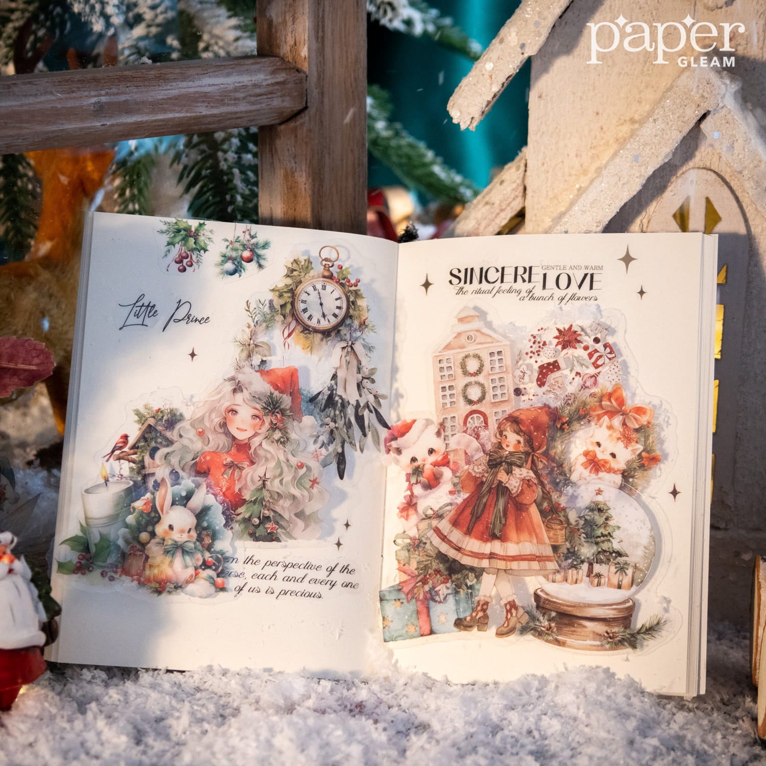 60 autocollants PET sur le thème de Noël avec boîte en métal