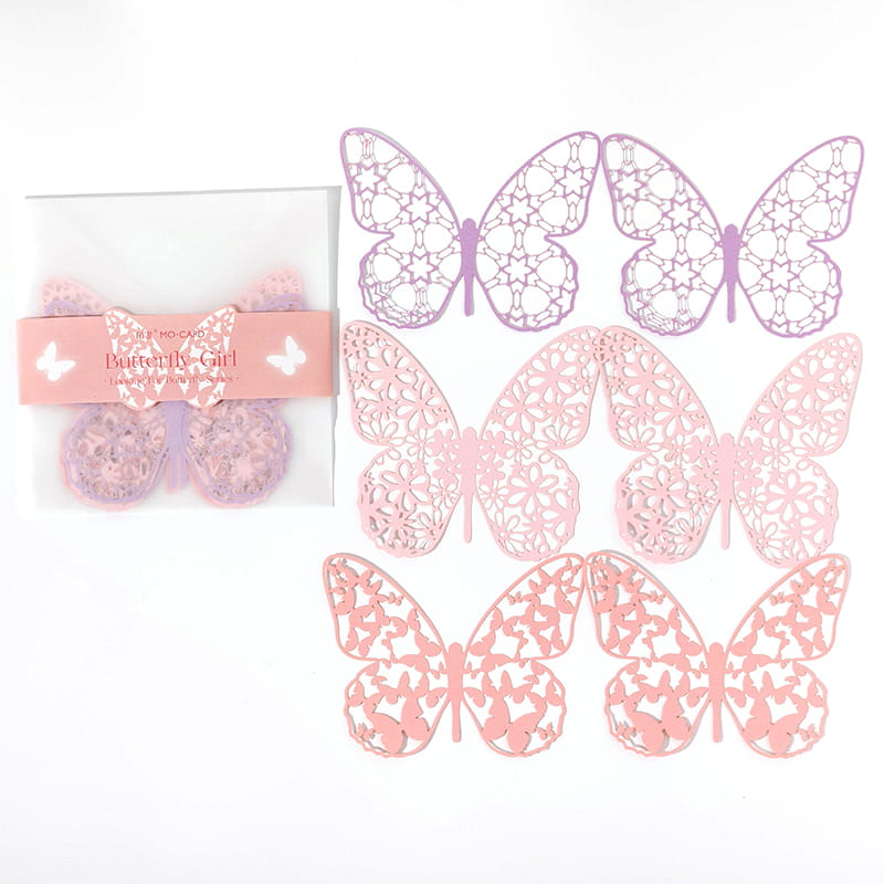 Lot de 6 papillons décoratifs en papier ajouré 