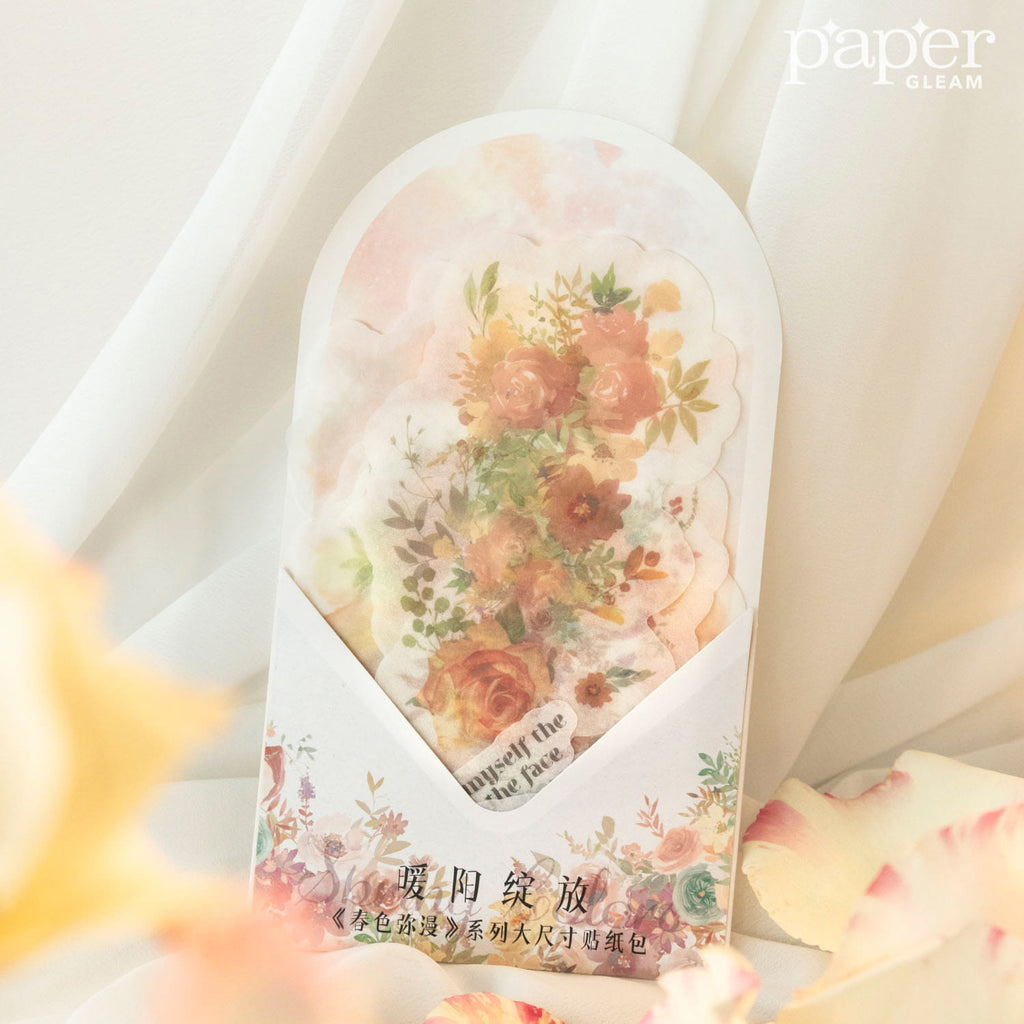 15 Pcs Floral Fantasy Washi Paper Sticker Pack (Big Size)