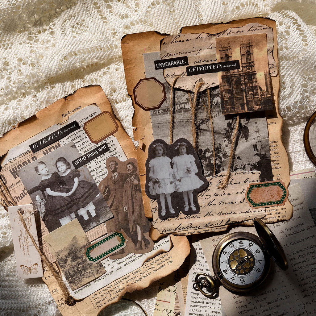 100 PCS Memory Post Office Vintage Scrapbook Paper Pack