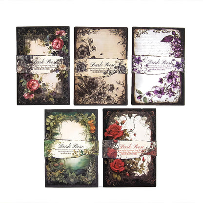 30 Pcs Dark Rose Series Deco Material Paper