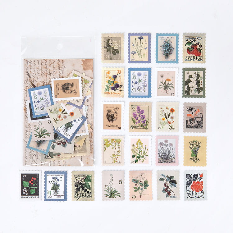 46 Pcs Postage Stamp Sticker Pack