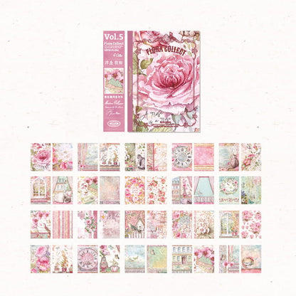 40 Pcs Vintage Floral Collection Deco Material Paper Book