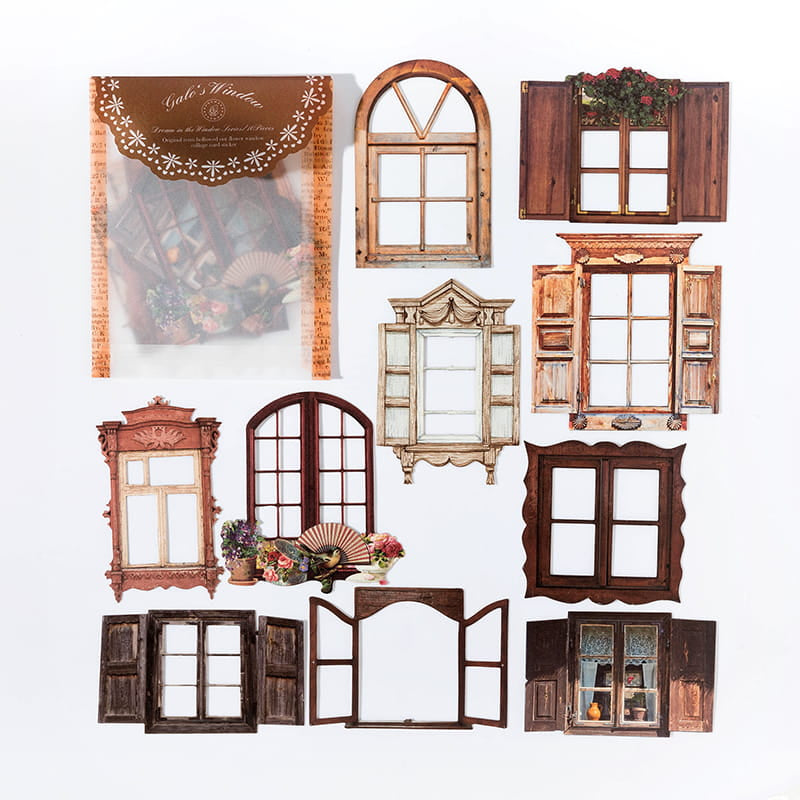 10-teiliges Stickerpaket der Serie „Höhlenfenster“ 