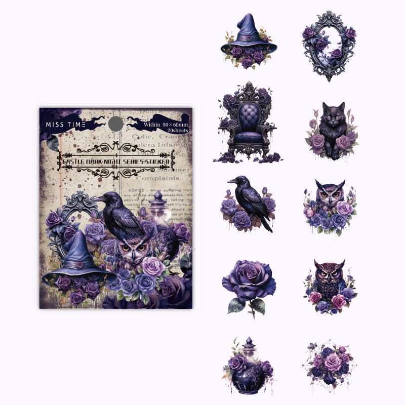 20 Pcs Halloween Castle's Night Series PET Sticker Pack