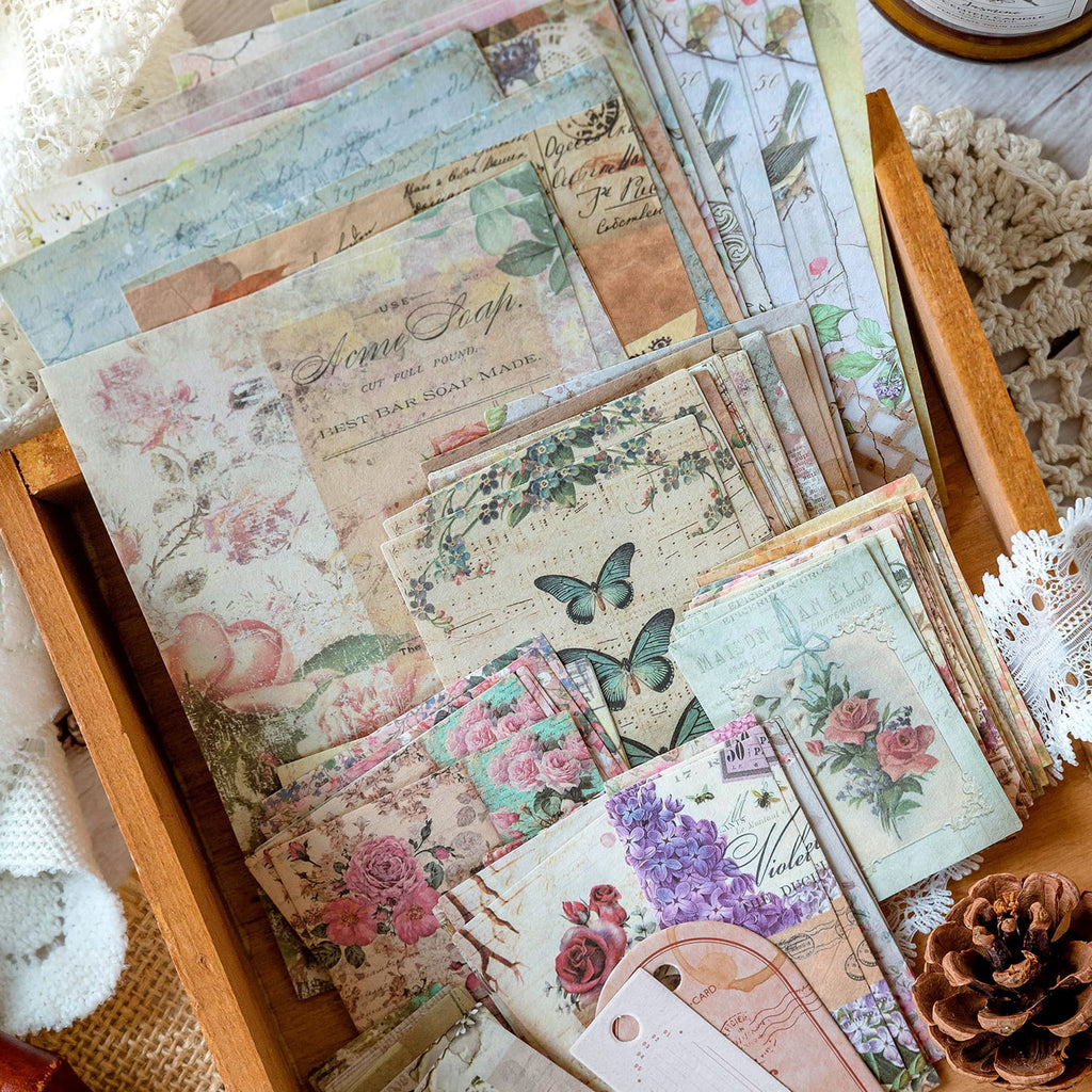 100 PCS Memory Post Office Vintage Scrapbook Paper Pack