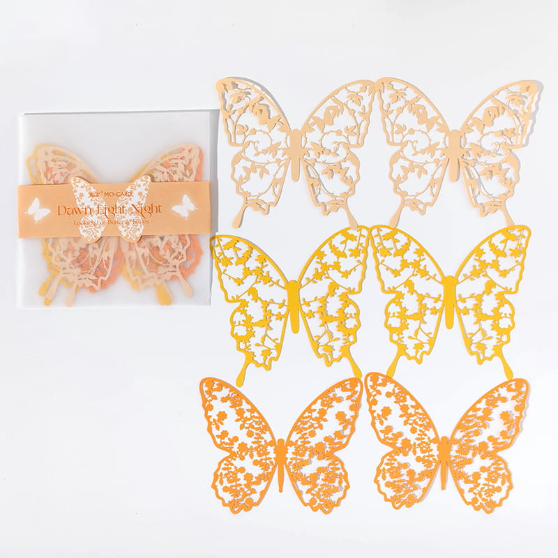 Lot de 6 papillons décoratifs en papier ajouré 