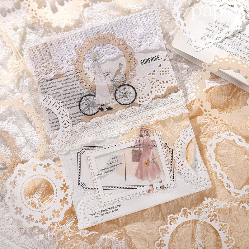 Lot de 10 feuilles de papier découpées au laser avec motif dentelle