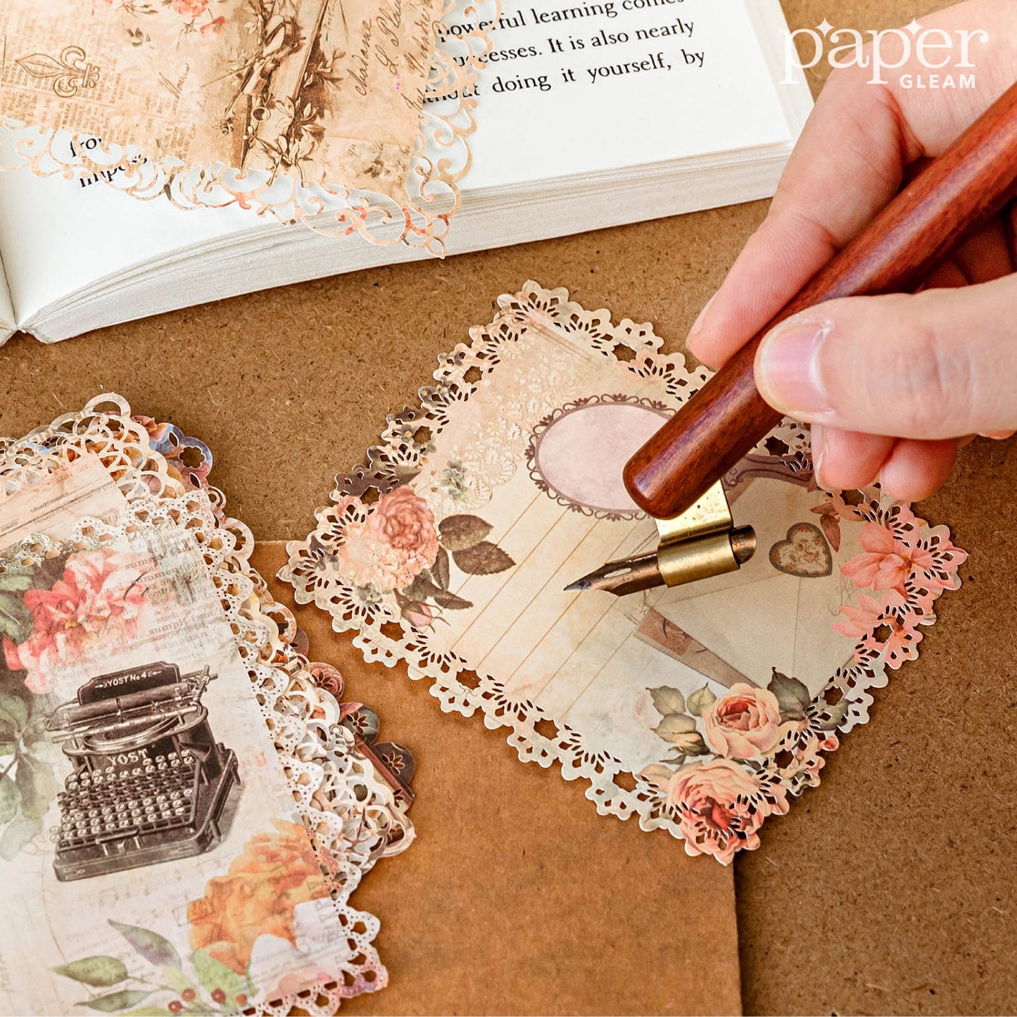 10 Pcs Hollow-out Vintage Lace Deco Paper