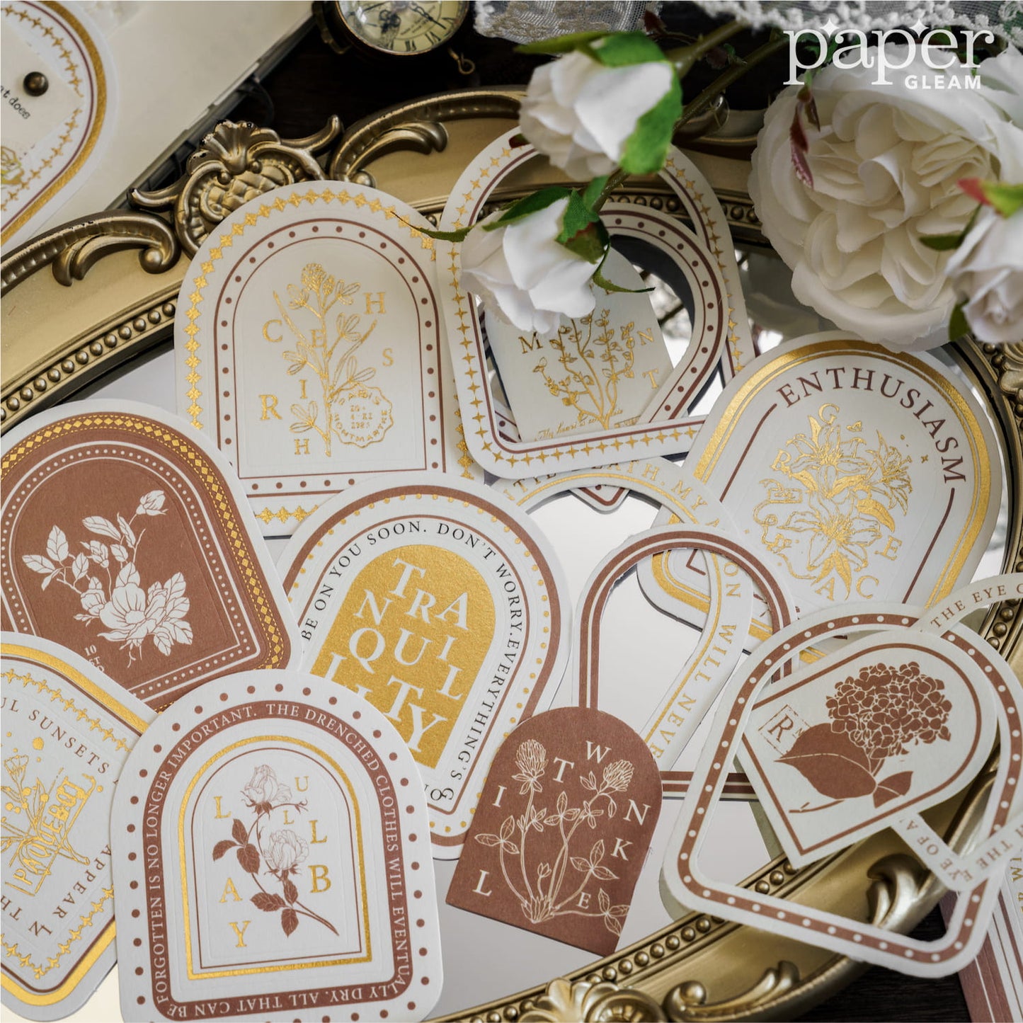 10 Pcs Luxurious Gold Foil Pre-Cut Hollow Stickers