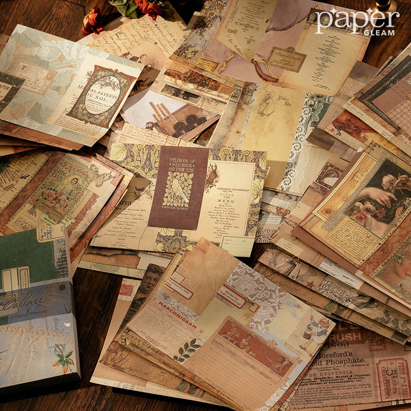 100 Pcs Vintage Background Deco Material Paper Book