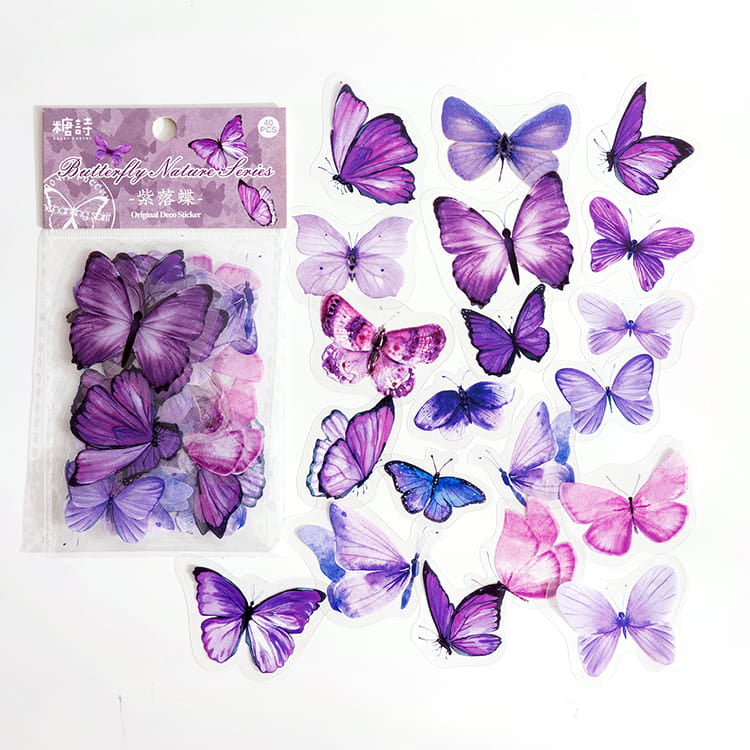 40 Pcs PET Butterflies Sticker Pack