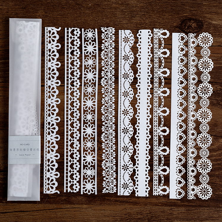 10 Pcs Hollow-out Lace Decorative Paper Pack