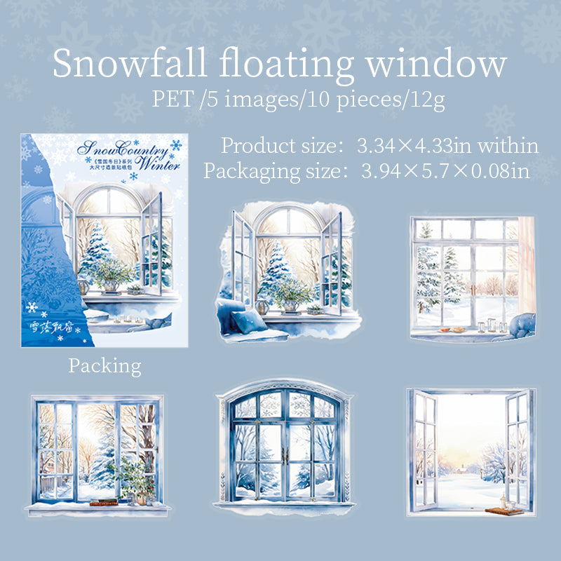 10 Pcs Winter Scene PET Sticker Pack