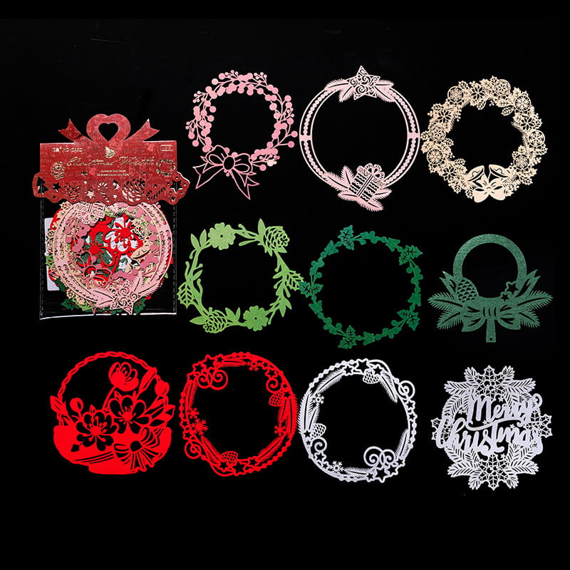 10 Pcs Hollow-out Christmas Decorative Paper Pack