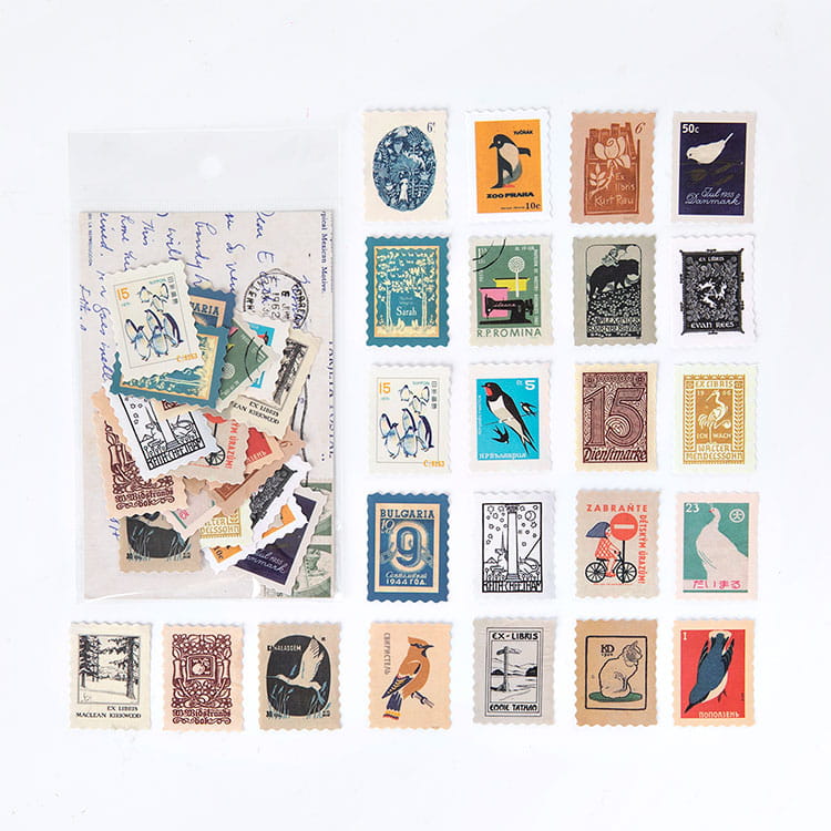 46 Pcs Postage Stamp Sticker Pack