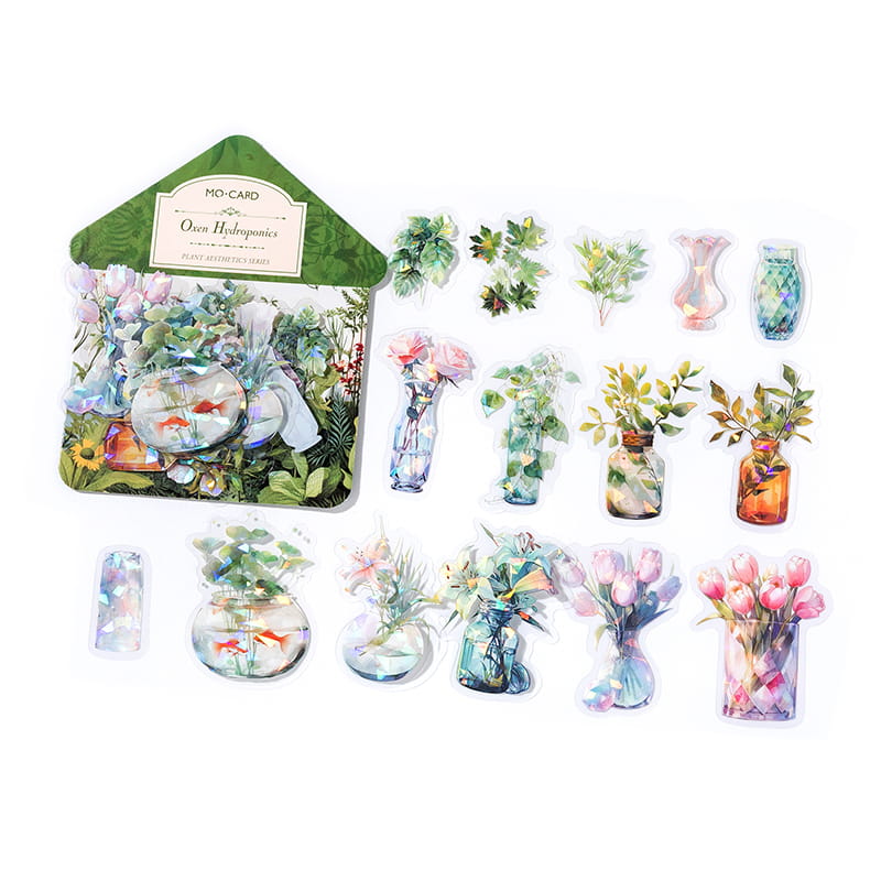 30 Pcs Sparkle PET Sticker Pack of Plant Aesthetics