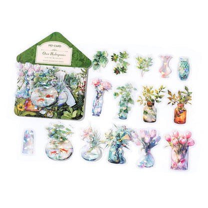 30 Pcs Sparkle PET Sticker Pack of Plant Aesthetics