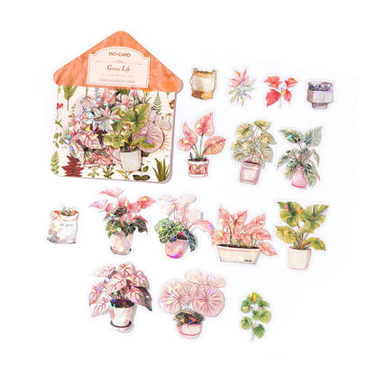 30 Pcs Sparkle PET Sticker Pack of Plant Aesthetics