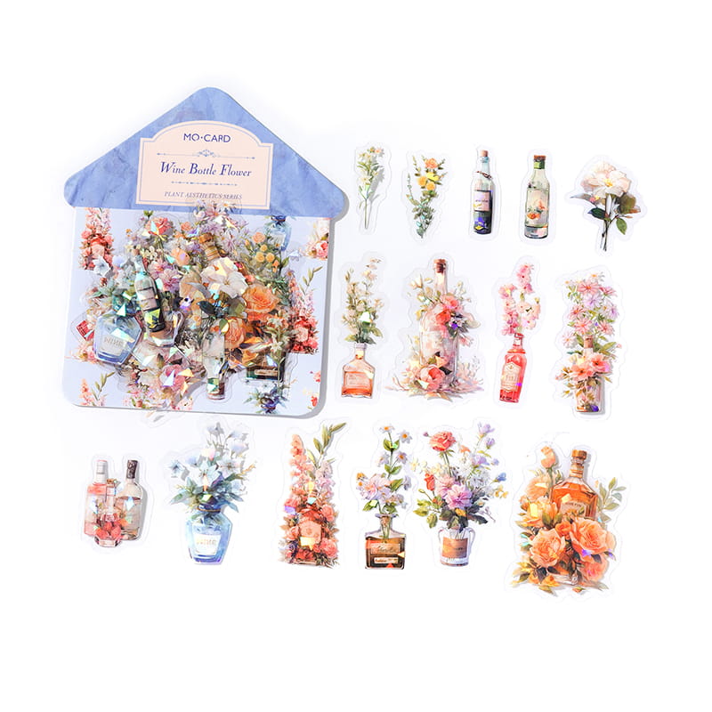 30 Pcs Sparkle PET Sticker Pack of Plant Aesthetics